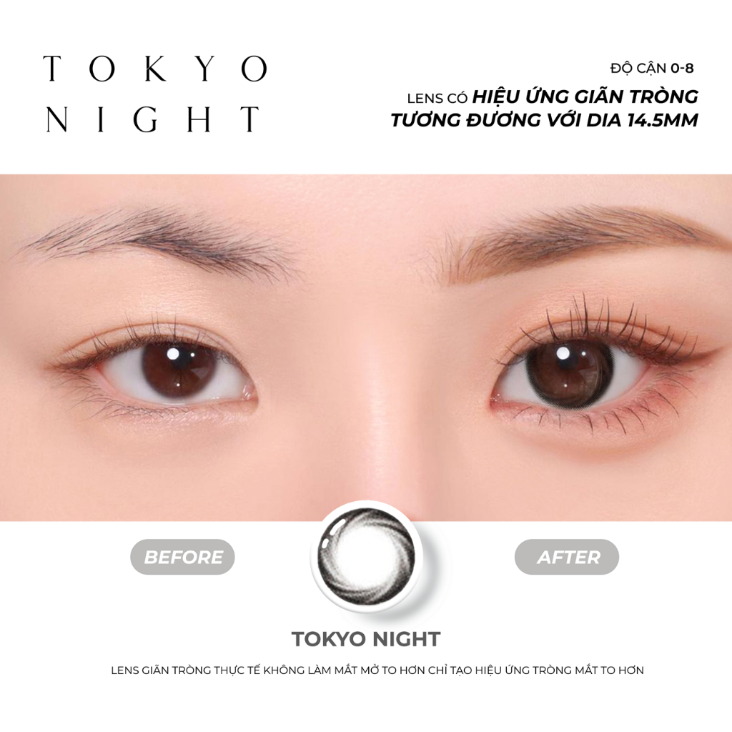 [Hàng mới về] Lens đen giãn tròng có độ cận Tokyo Night nhãn hiệu Angel Eyes ( Độ cận 0-8 độ )