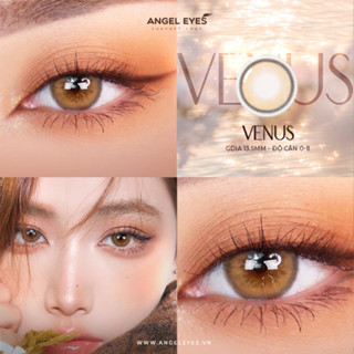  Lens nâu tây Venus Brown hiệu Angel Eyes với chất liệu Silicone Hydrogel có độ cận 0-6 đường kính áp tròng 14.0mm 
