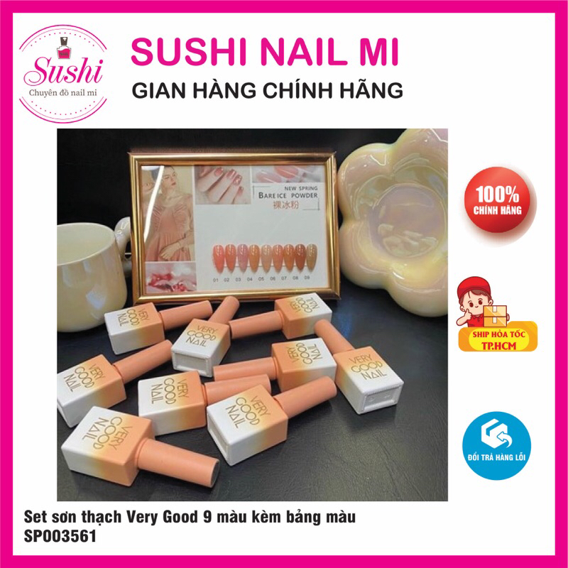 Set sơn thạch Very Good Nail 9 màu  - Bộ sơn gel thạch trong suốt màu xinh phong cách Hàn Quốc tặng kèm bảng màu