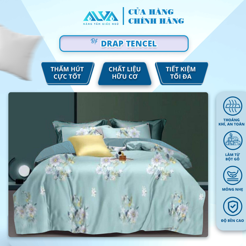 Bộ CHĂN GA LỤA TENCEL ( có mền ) Alva mát lạnh, mềm mịn, sang trọng, độ bền cao, an toàn cho sức khoẻ người dùng