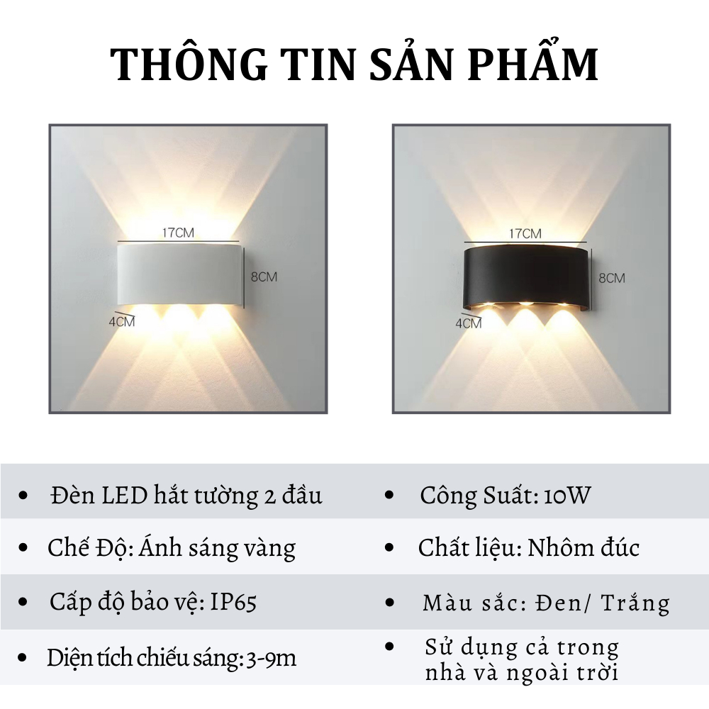 Đèn Hắt Tường 2 Đầu Makito Trang Trí Phòng Để Sân Vườn Chống Nước Tốt | BigBuy360 - bigbuy360.vn