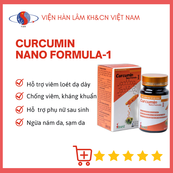 Nano curcumin, nghệ curcumin, curcumin formula -1. SP Viện Hàn Lâm KH&CN VN