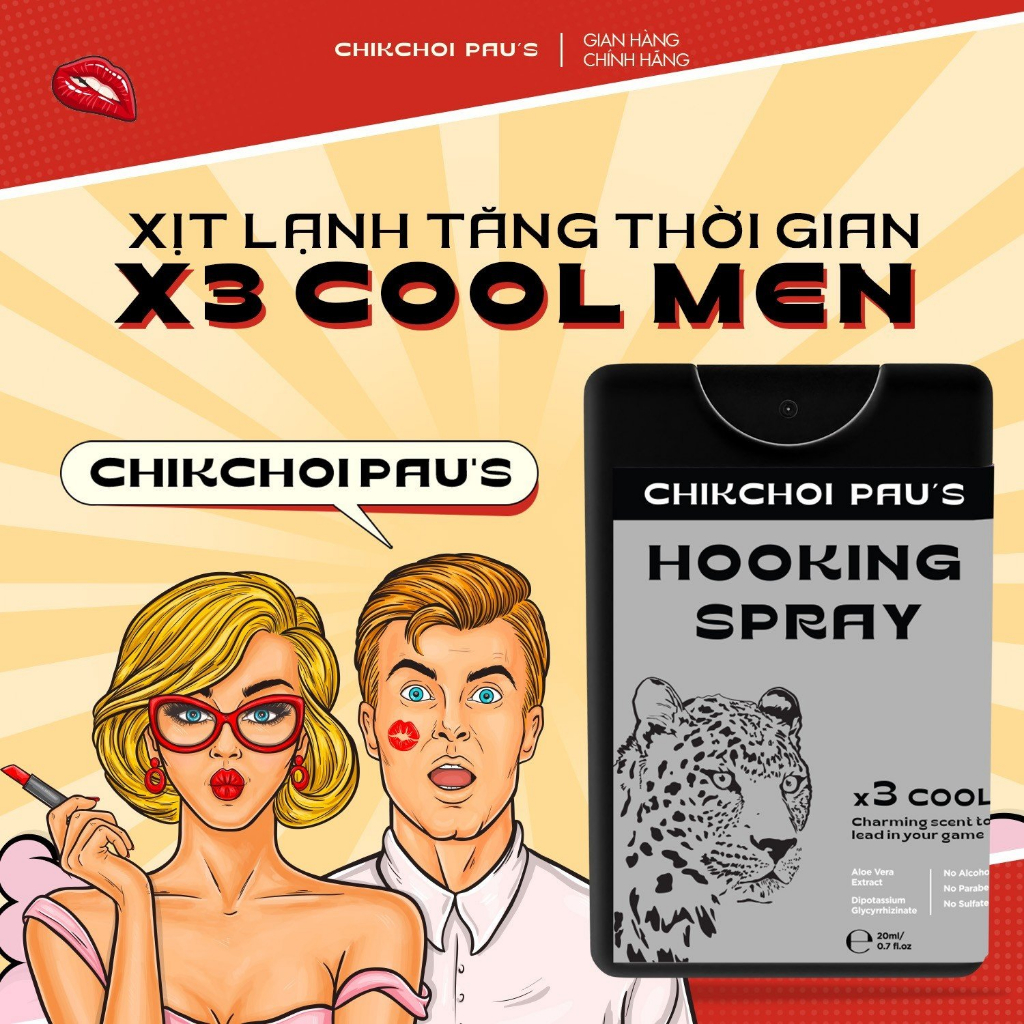 Xịt tăng lực CHIKCHOI PAU'S the mát x3 Cool Men xịt lạnh gấp 3 lần hương thơm chocolate+cafe 20ml