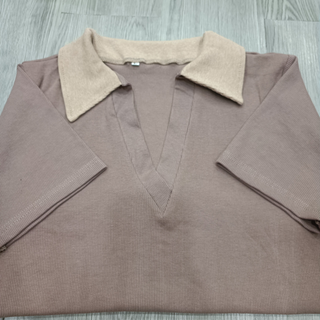 Áo PoLo cổ V phối màu nữ bigsize