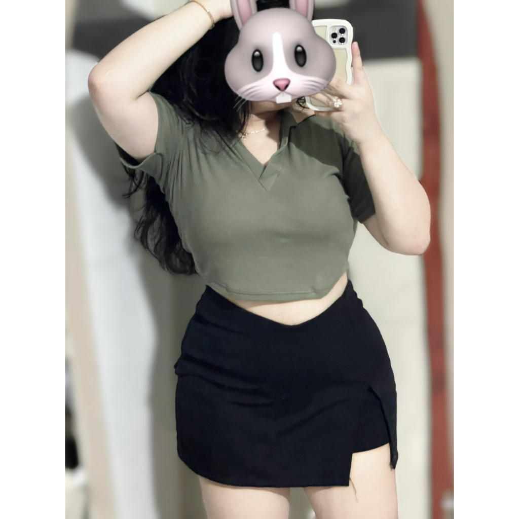 Áo PoLo cổ V phối màu nữ bigsize