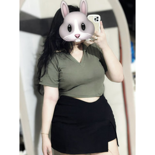 Áo PoLo cổ V phối màu nữ bigsize
