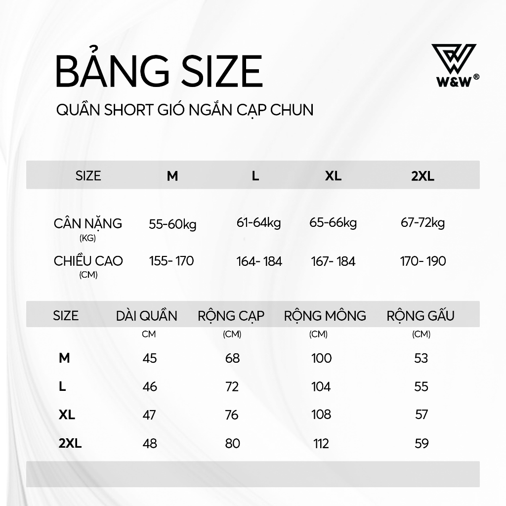 Short Gió Nam W&W Vải Polyester Cao Cấp WSH51P