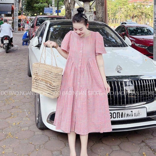 Đầm Bầu Công Sở Kẻ Caro Mù