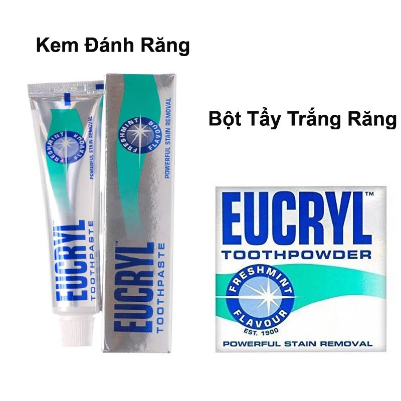 Kem Đánh Răng Eucryl Toothpaste Của Anh 62g - 50ml loại bỏ mảng bám răng shop Hong1008