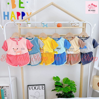 Bộ Quần Áo Cho Trẻ Em Trai Gái 8-18kg MINKY MOM  Set Đồ Bộ Cộc Tay Thun Lạnh Cho Bé Trai Bé Gái CỘC PHỐI TRỤ