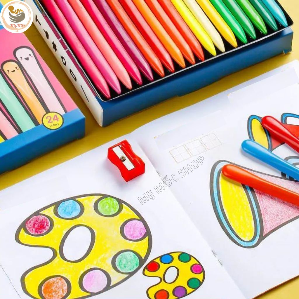 Bộ Màu Sáp Hữu Cơ Cho Bé 12-24 Màu Cho Bé Vẽ Tập Tô HagyKid Không Lo Dính Tay, Không Tạo Bụi Và An Toàn