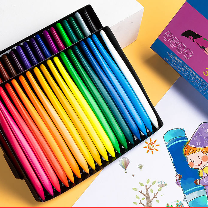 Bộ Màu Sáp Hữu Cơ Cho Bé 12-24 Màu Cho Bé Vẽ Tập Tô HagyKid Không Lo Dính Tay, Không Tạo Bụi Và An Toàn