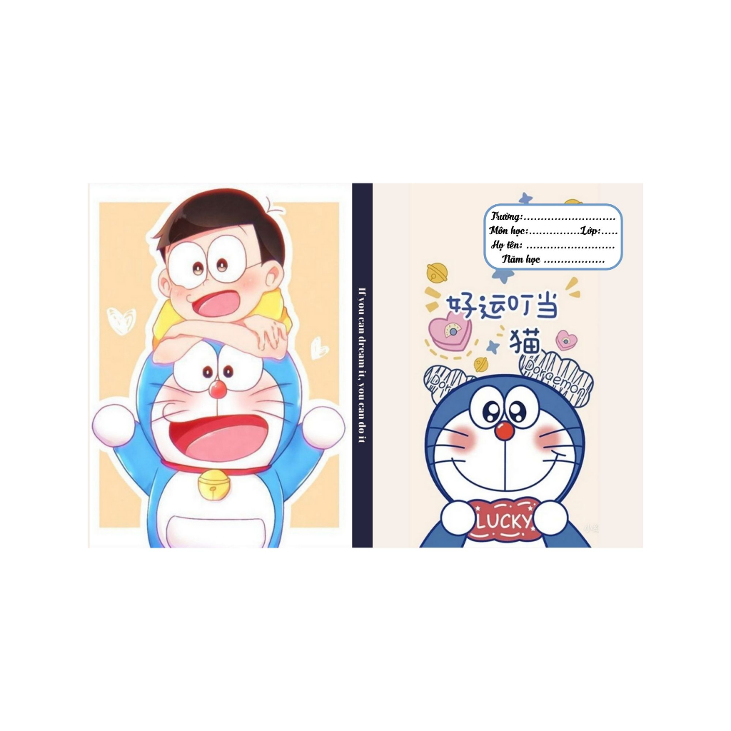 - BAO TẬP KHỔ NHỎ 16cm*21cm -  BÌA BAO TẬP A5 CÓ SẴN GIẤY KÍNH MẪU DOREMON - BÌA BAO TẬP CUTE