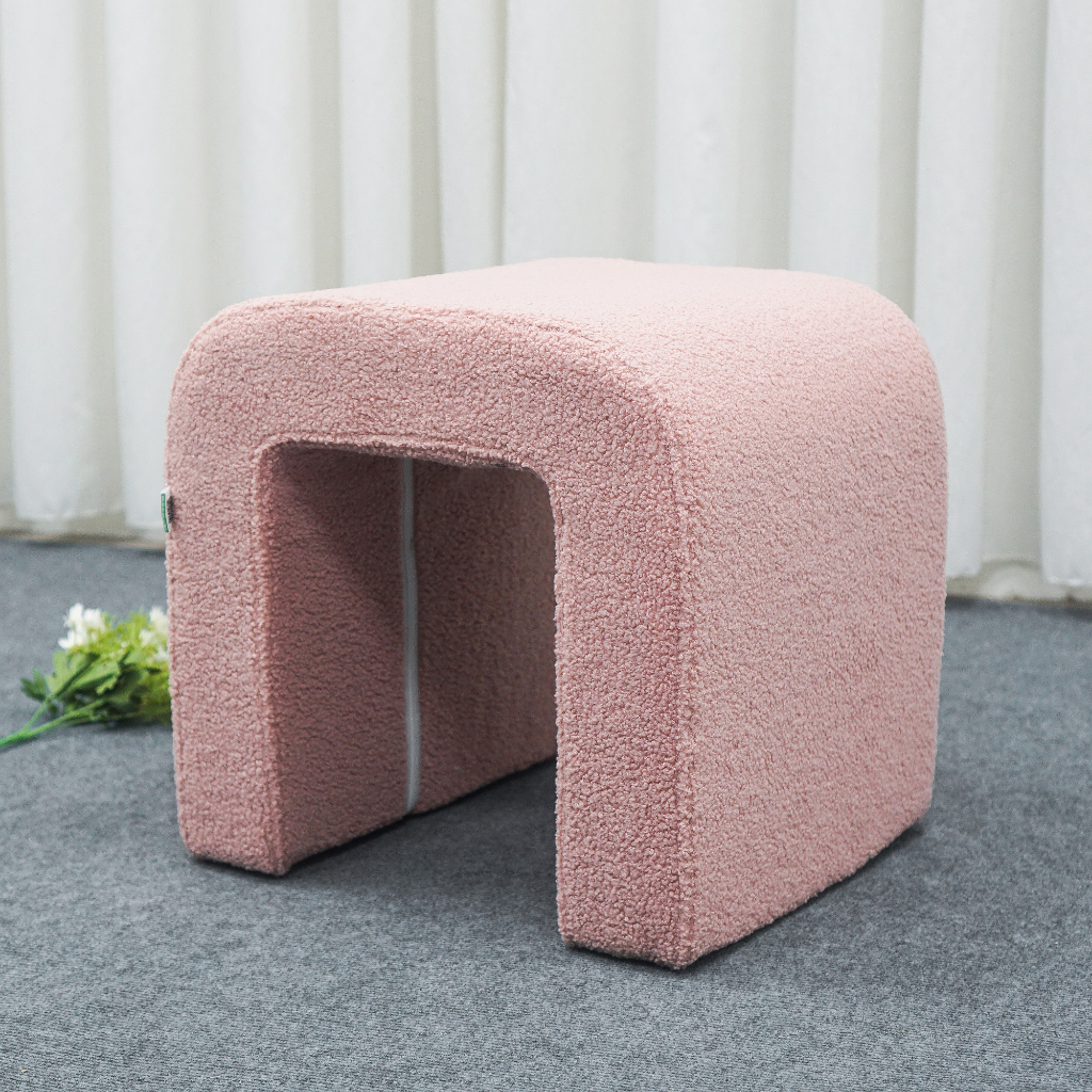 Ghế lông cừu decor ghế trang điểm Chansey phong cách Bắc Âu phòng khách, phòng ngủ- GC21