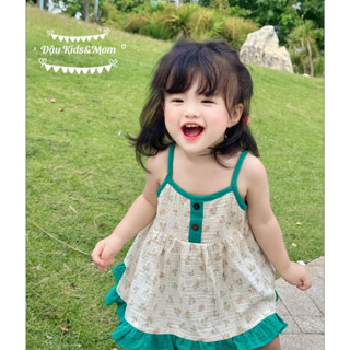 Váy Xô Muslin 2 Dây 2 Màu Tặng Kèm Quần Chíp Hàn Quốc Cho Bé Gái 6-26 Tháng - Đậu Kids&Mom