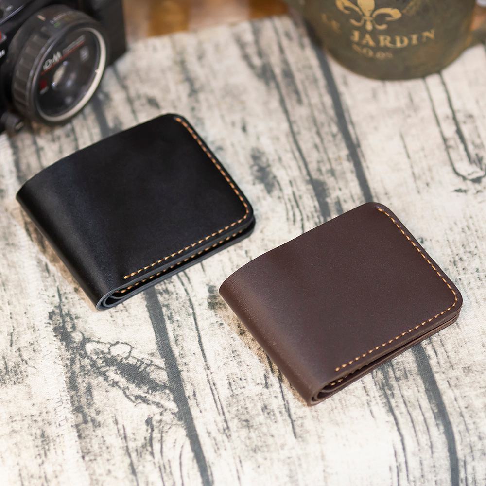 Ví Da Bò Nam MiNi KaNe Không Khóa Kéo Truyền Thống Khâu Tay Thủ Công Hanmade Tinh Xảo Theo Phong Cách Phương Tây