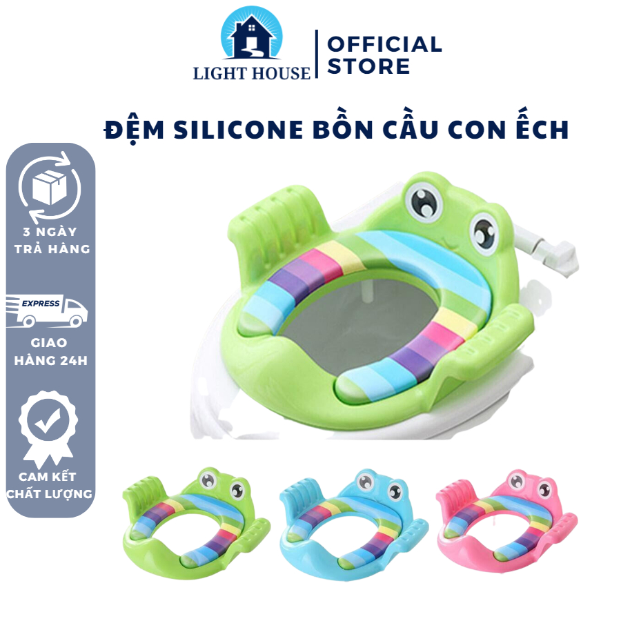 Bộ Lót Thu Nhỏ Bồn Cầu Cho Bé Hình Con Ếch Dễ Thương Có Tay Vịn, Miếng Lót Bồn Cầu Bằng Nhựa Giúp Bé Tự Đi Vệ Sinh
