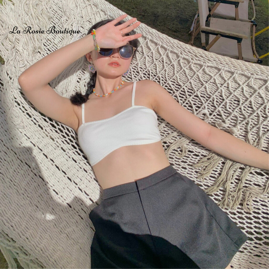 Áo Bra Hai Dây Mảnh Thun Gân Viền Gợn Sóng La Rosie Boutique Ôm Dáng Sexy