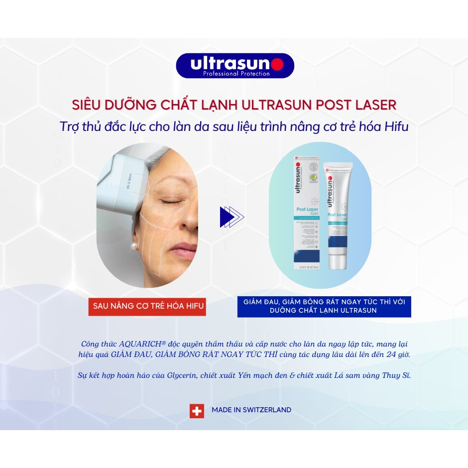 ULTRASUN POST LASER - Dưỡng chất lạnh sau LASER, làm dịu, phục hồi và tái tạo da