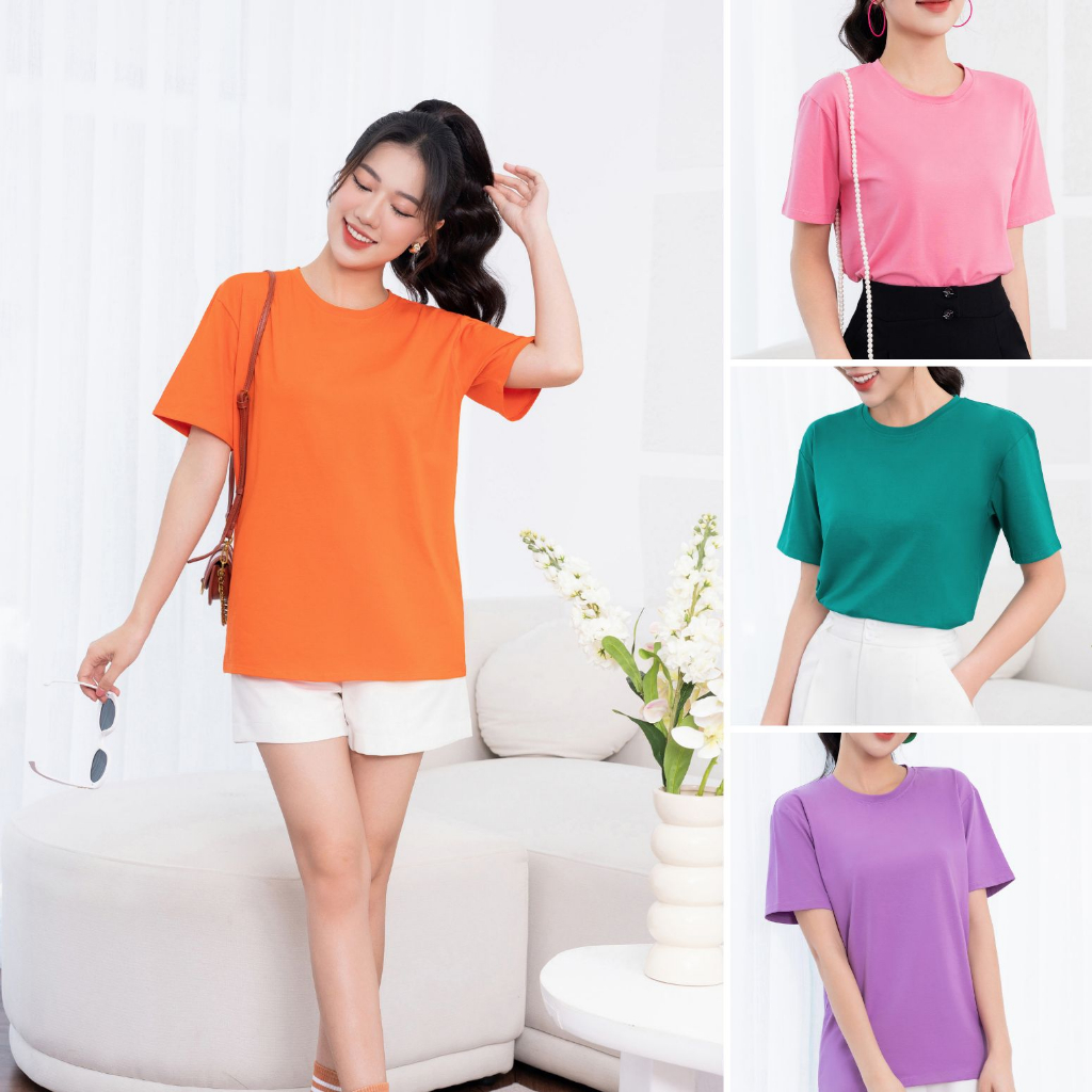 Áo thun trơn form rộng - Áo phông nữ dáng rộng chất cotton Loza PH403298