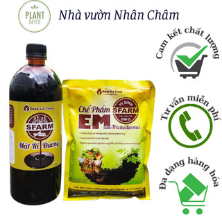 Combo 1 túi chế phẩm EM Sfarm 200gr và 1 chai mật rỉ đường Sfarm 1 lít