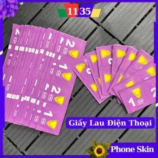 Bộ giấy lau vệ sinh điện thoại tím, Khăn lau bụi bẩn hỗ trợ khi dán cường lực dán skin ppf