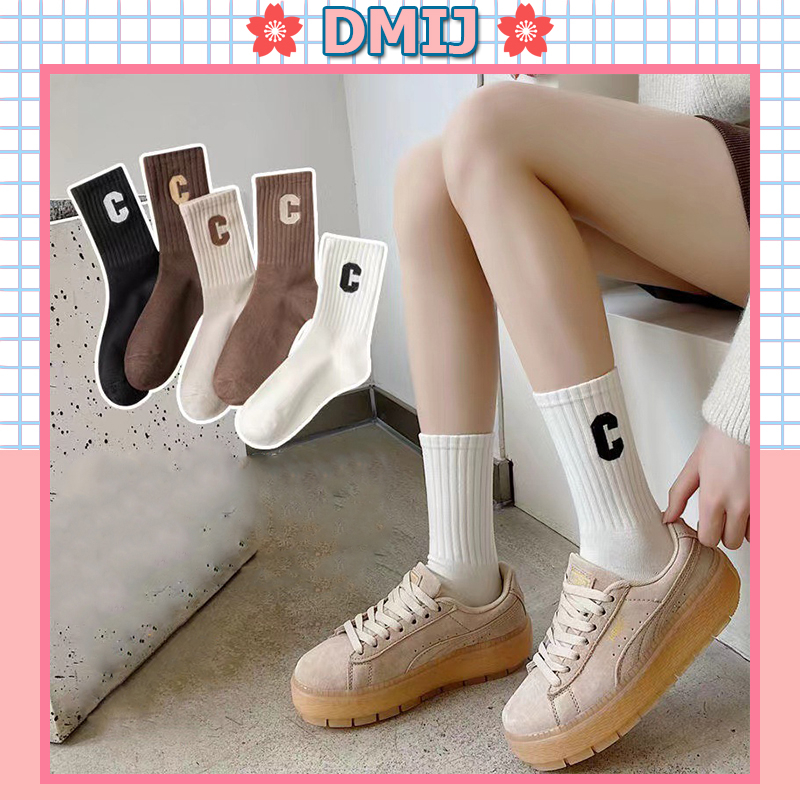 Tất nam nữ cổ cao họa tiết chữ C vớ nam nữ cổ cao nhiều mẫu
