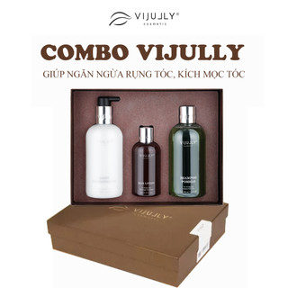 Combo Vijully liệu trình giảm rụng tóc:  Dầu gội Pomelo Shampo + Dầu xả Daisy Conditioner + Xịt Dưỡng Tóc Hair Lotion