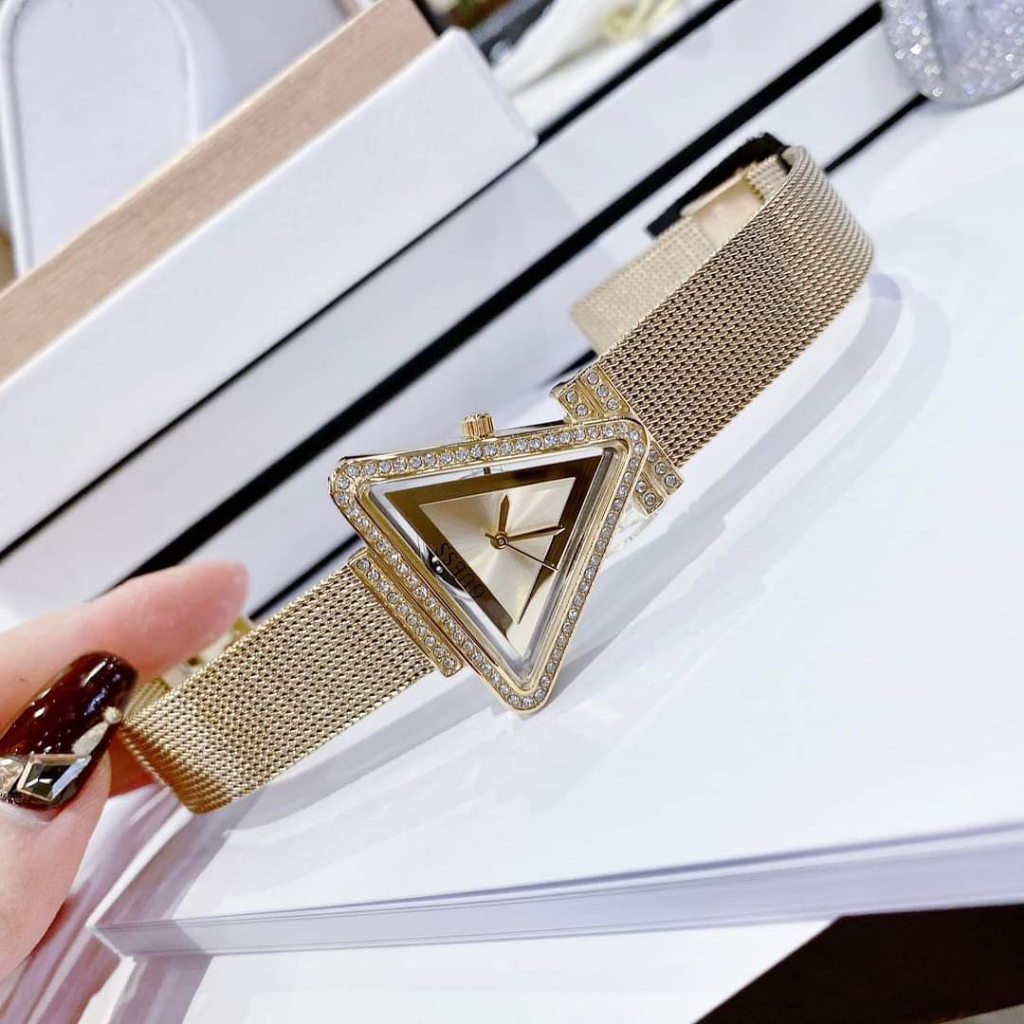 Đồng Hồ Nữ Dây Thép Guess,Size:32mm,Full Box Hãng, Thiết Kế Mặt Tam Giác Siêu Xinh