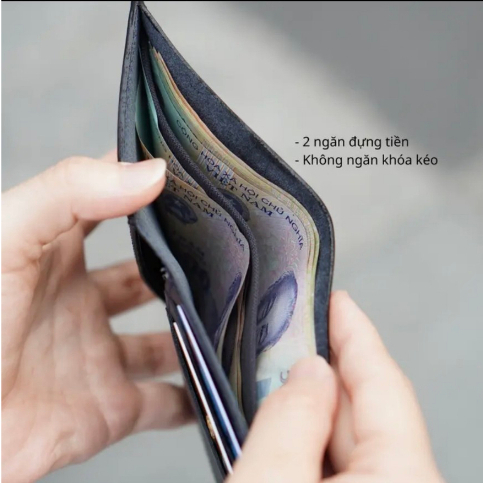 Ví Da Bò Nam MiNi KaNe Không Khóa Kéo Truyền Thống Khâu Tay Thủ Công Hanmade Tinh Xảo Theo Phong Cách Phương Tây