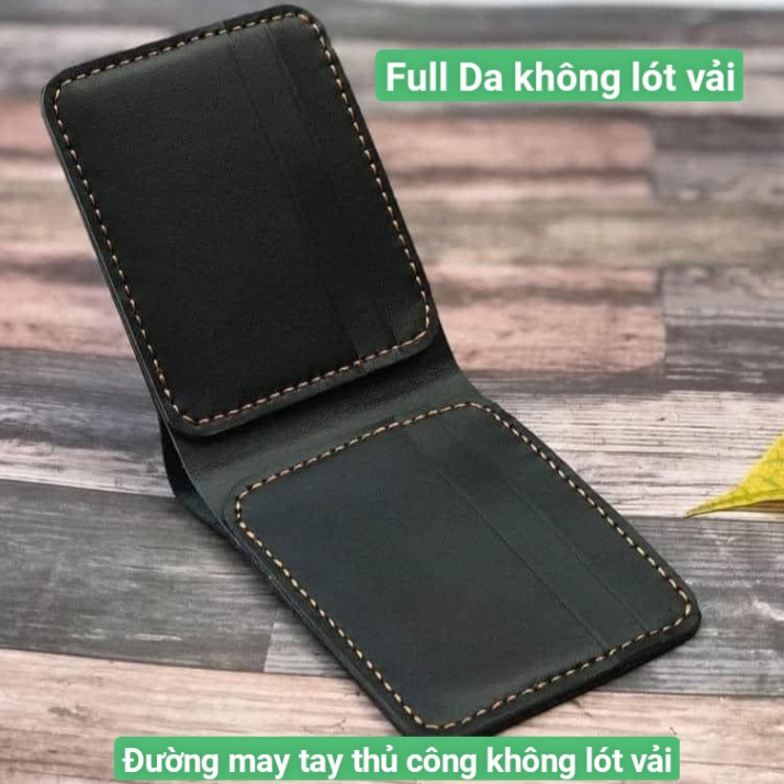 Ví Da Bò Nam MiNi KaNe Không Khóa Kéo Truyền Thống Khâu Tay Thủ Công Hanmade Tinh Xảo Theo Phong Cách Phương Tây