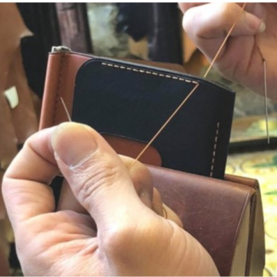 Ví Da Bò Nam MiNi KaNe Không Khóa Kéo Truyền Thống Khâu Tay Thủ Công Hanmade Tinh Xảo Theo Phong Cách Phương Tây