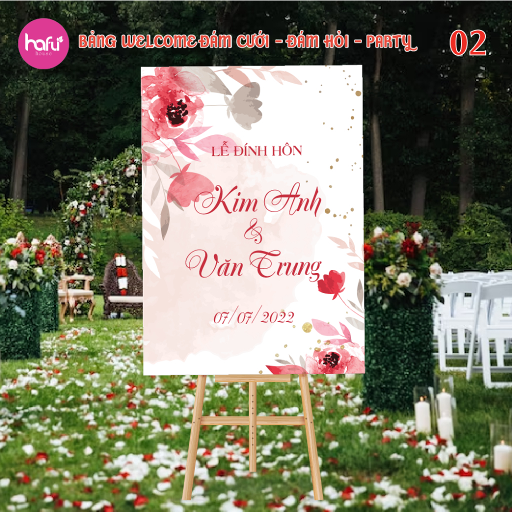 BẢNG CHỮ NHẬT WELCOME ĐÁM CƯỚI - ĐÁM HỎI - SINH NHẬT DÀY 5mm HAFU HOUSE