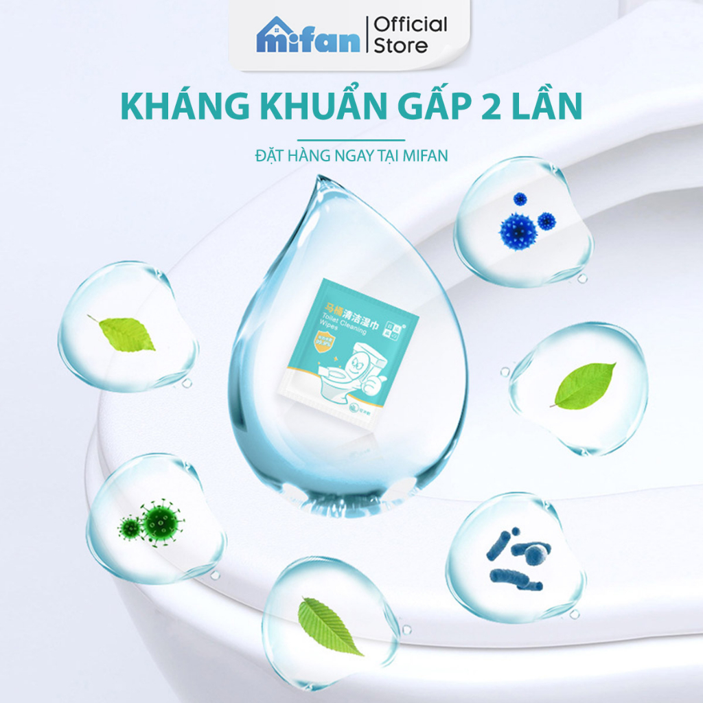 Giấy cồn lau bệt vệ sinh toilet sát trùng bồn cầu MIFAN - Hộp 15 miếng - Sạch khuẩn, nhanh khô, an toàn, nhỏ gọn