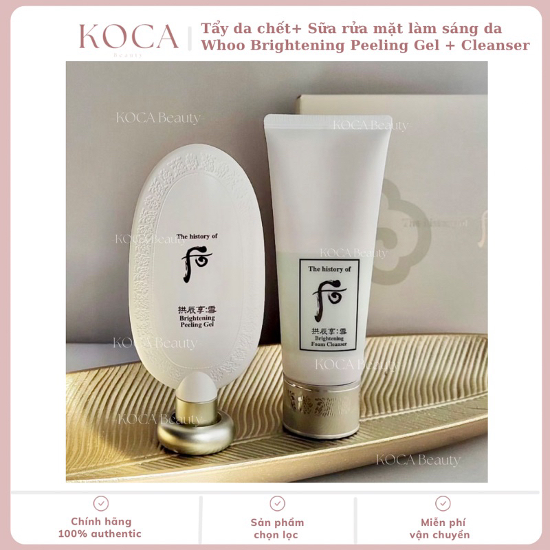 Set Tẩy da chết và Sữa rửa mặt sáng da The History of whoo brightening peeling gel và Foam cleanser