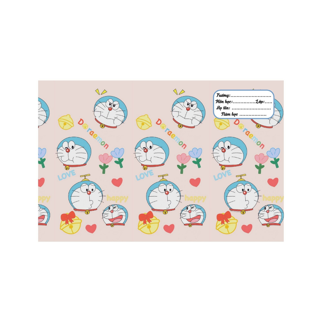 - BAO TẬP KHỔ NHỎ 16cm*21cm -  BÌA BAO TẬP A5 CÓ SẴN GIẤY KÍNH MẪU DOREMON - BÌA BAO TẬP CUTE