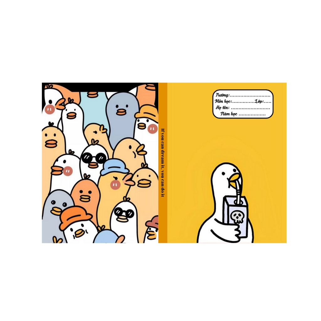 BAO TẬP KHỔ NHỎ 16cm*21cm -  BÌA BAO TẬP A5 CÓ SẴN GIẤY KÍNH MẪU VỊT CUTE - BÌA BAO TẬP CUTE