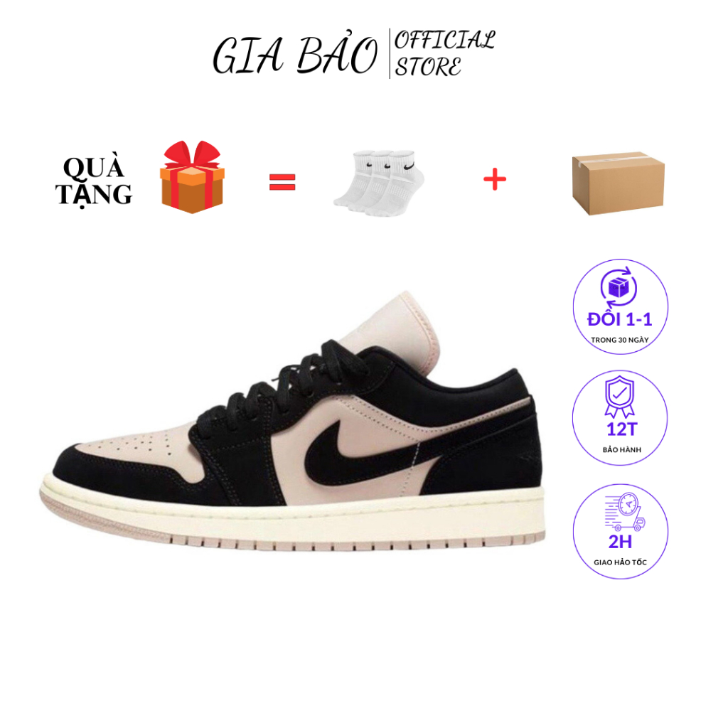 🎀 SIÊU HÓT 🎀 Giày Sneaker Jordan đen hồng cổ thấp nam nữ cao cấp full box + bill