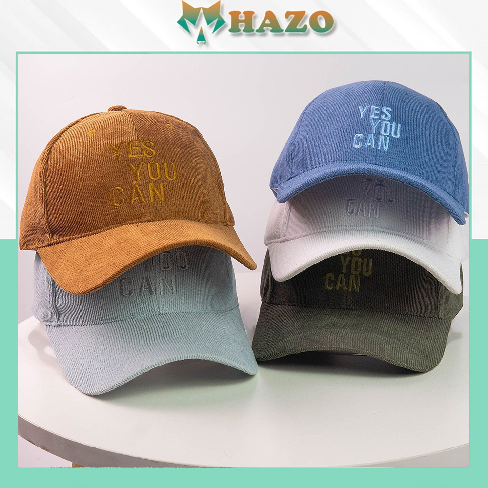 Mũ Lưỡi Trai Nón Kết Thêu Chữ Yes You Can 347 Phong Cách Ulzzang Form Unisex Nam Nữ - Hazo