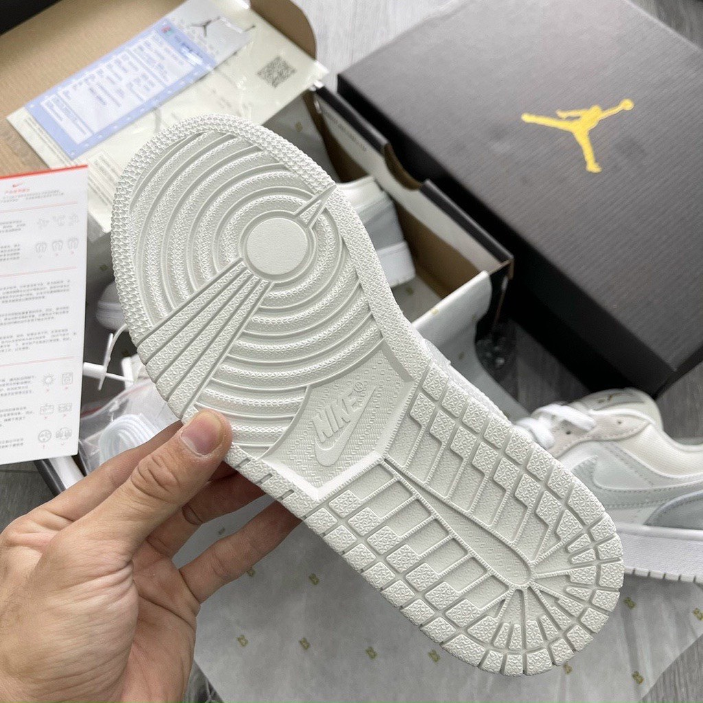 Giày Jordan 1 Low Paris, JD1 Màu Xanh Xám Bản Chuẩn Trung Da Lộn Fom Chuẩn Cao Cấp Nhất