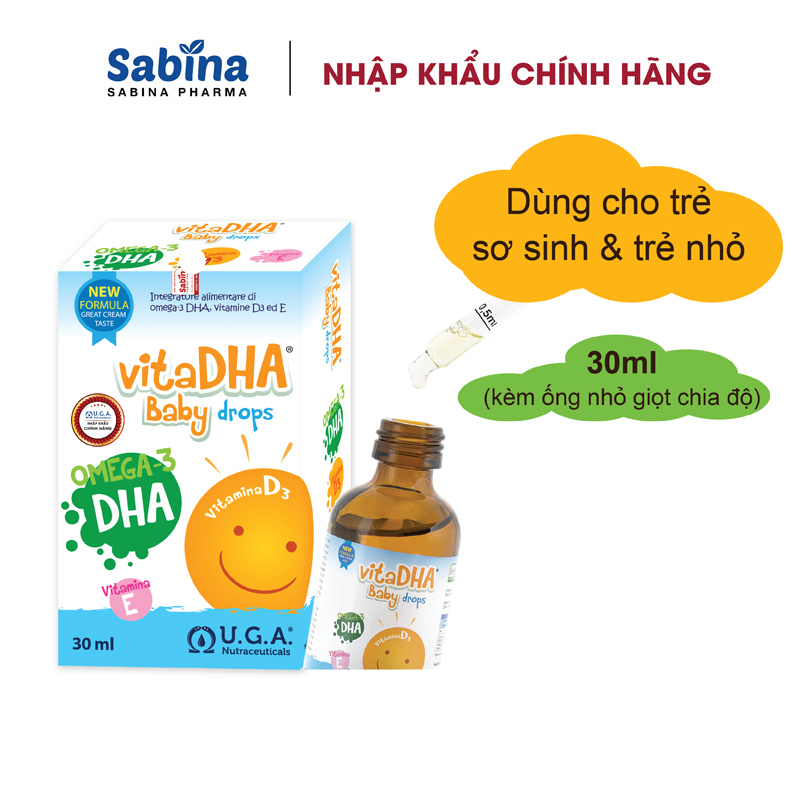 Combo 2 hộp VitaDHA Baby Drops – Bổ sung D3 và DHA cho bé 30ml U.G.A. Nutraceuticals S.r.l