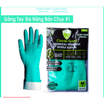 Găng Tay Bảo Hộ Lao Động Găng Tay Cao Su Chống Hoá Chất Chịu Dầu Chem Gard NF1513 Siêu Bền Siêu Dai Dùng Vệ Sinh, Rửa Ch