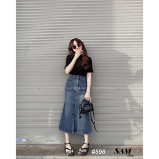 Chân váy jeans đuôi cá xẻ trước siêu hot