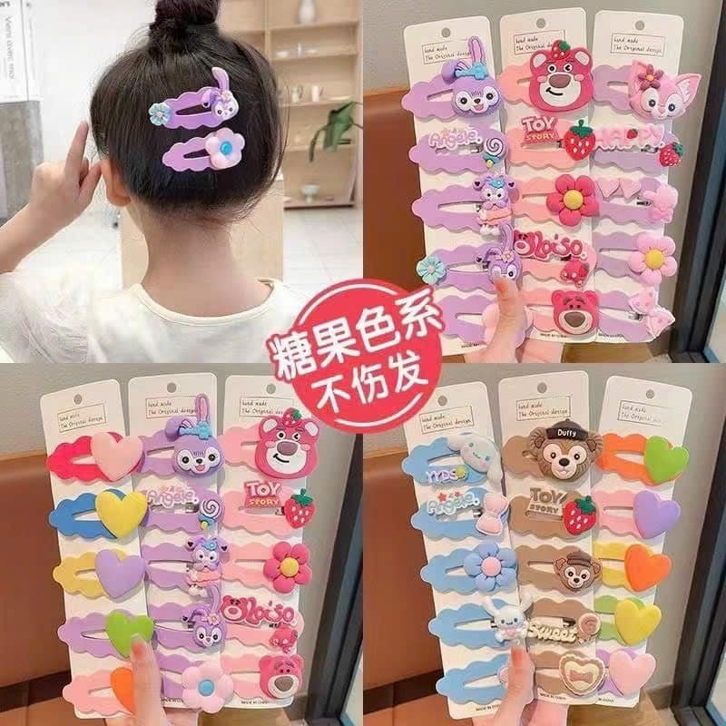 Set 5 kẹp hoạt hình disney phong cách Hàn hot tiktok dễ thương cho bé