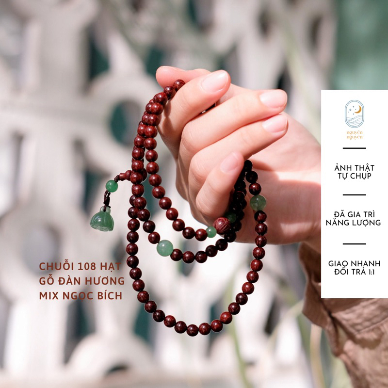 Vòng đeo tay, chuỗi hạt Gỗ Đàn Hương charm Hoa Sen phong thuỷ bình an, thời trang duyên dáng