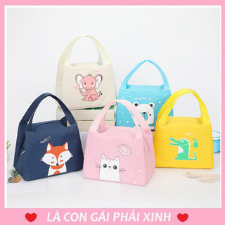  Túi giữ nhiệt họa tiết hình thú cute túi đựng hộp cơm giữ nóng cho thức ăn trong thời gian dài có quai xách tiện dụng 