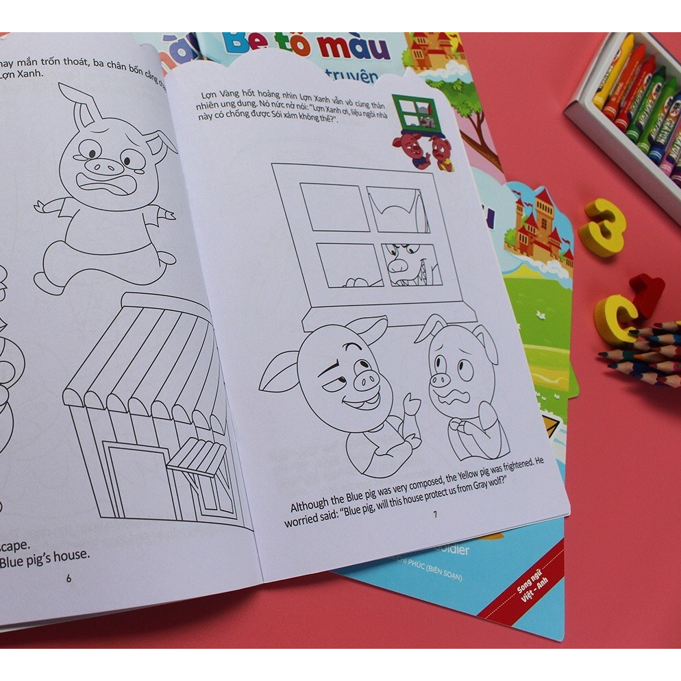 Sách - Bé tô màu và đọc truyện song ngữ Việt Anh