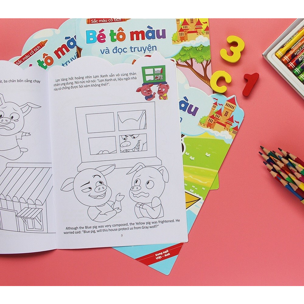 Sách - Bé tô màu và đọc truyện song ngữ Việt Anh