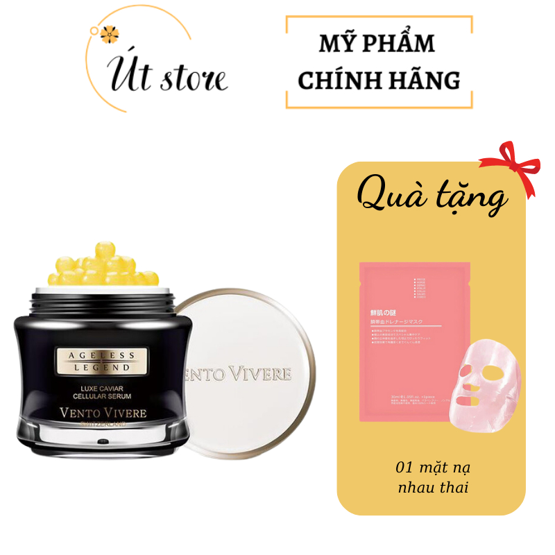 Kem dưỡng vento đen, Vento trứng cá tầm, trẻ hoá da Vento Vivere Luxe Caviar Cellulla serum- Út store