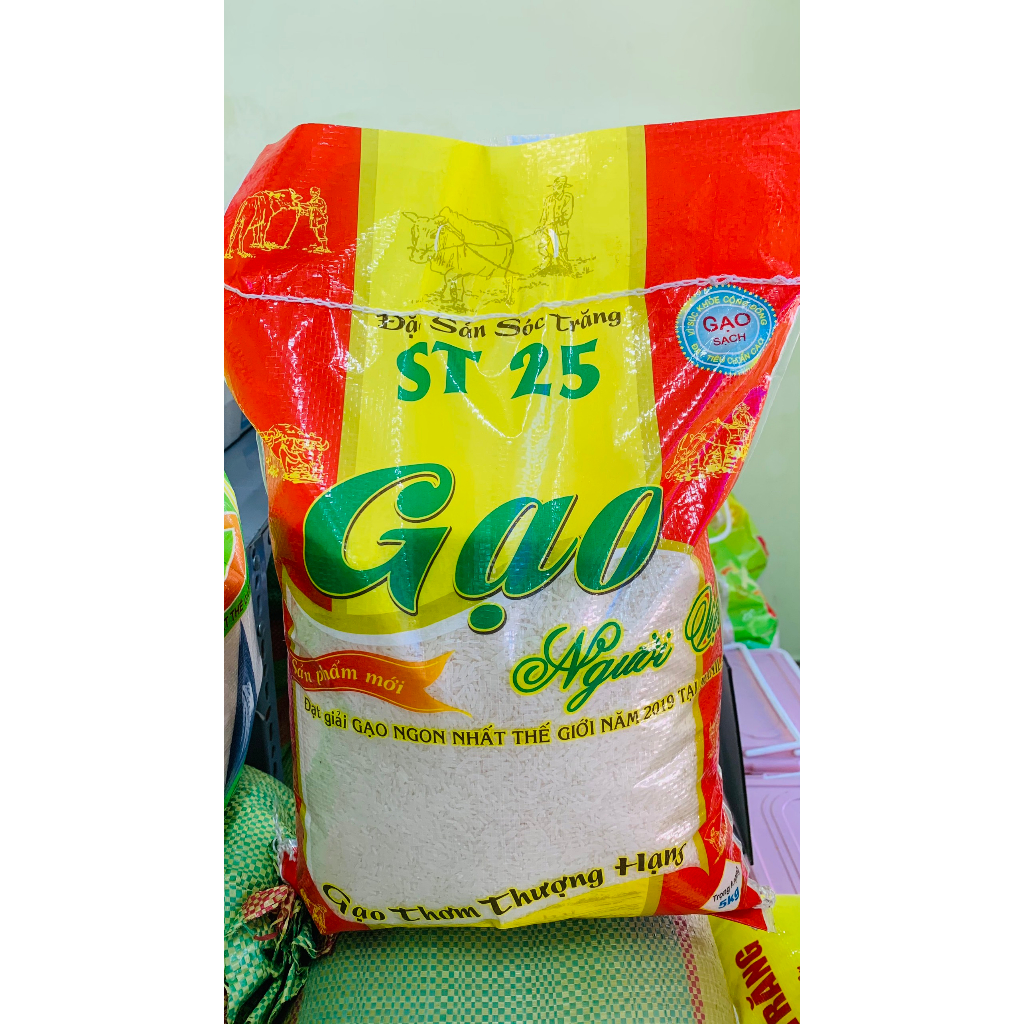 Gạo ST25 (Dẻo mềm,Ngọt cơm,Thơm nhiều).Bao 5kg.